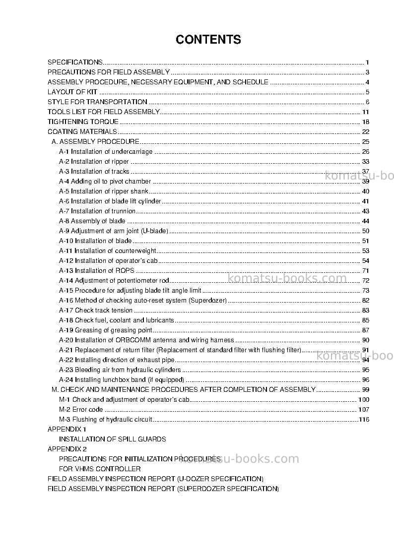 Komatsu d475a-5jpn Field assembly manual cover Page 3