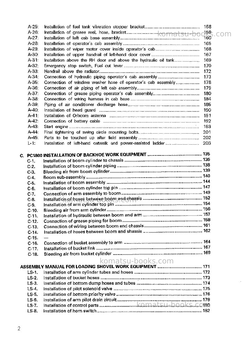 Komatsu pc1800-6jpn Field assembly manual cover Page 3 Komatsu pc1800-6jpn Field assembly manual cover Page 3