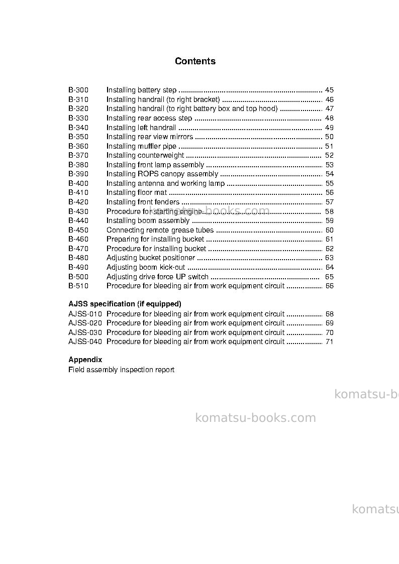 Komatsu wa800-3jpn Field assembly manual cover Page 3 Komatsu wa800-3jpn Field assembly manual cover Page 3
