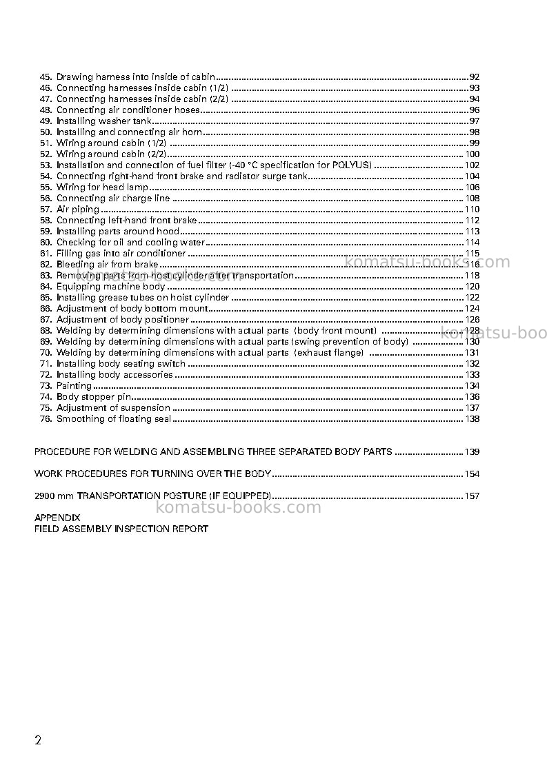 Komatsu hd785-5jpn Field assembly manual cover Page 3 Komatsu hd785-5jpn Field assembly manual cover Page 3