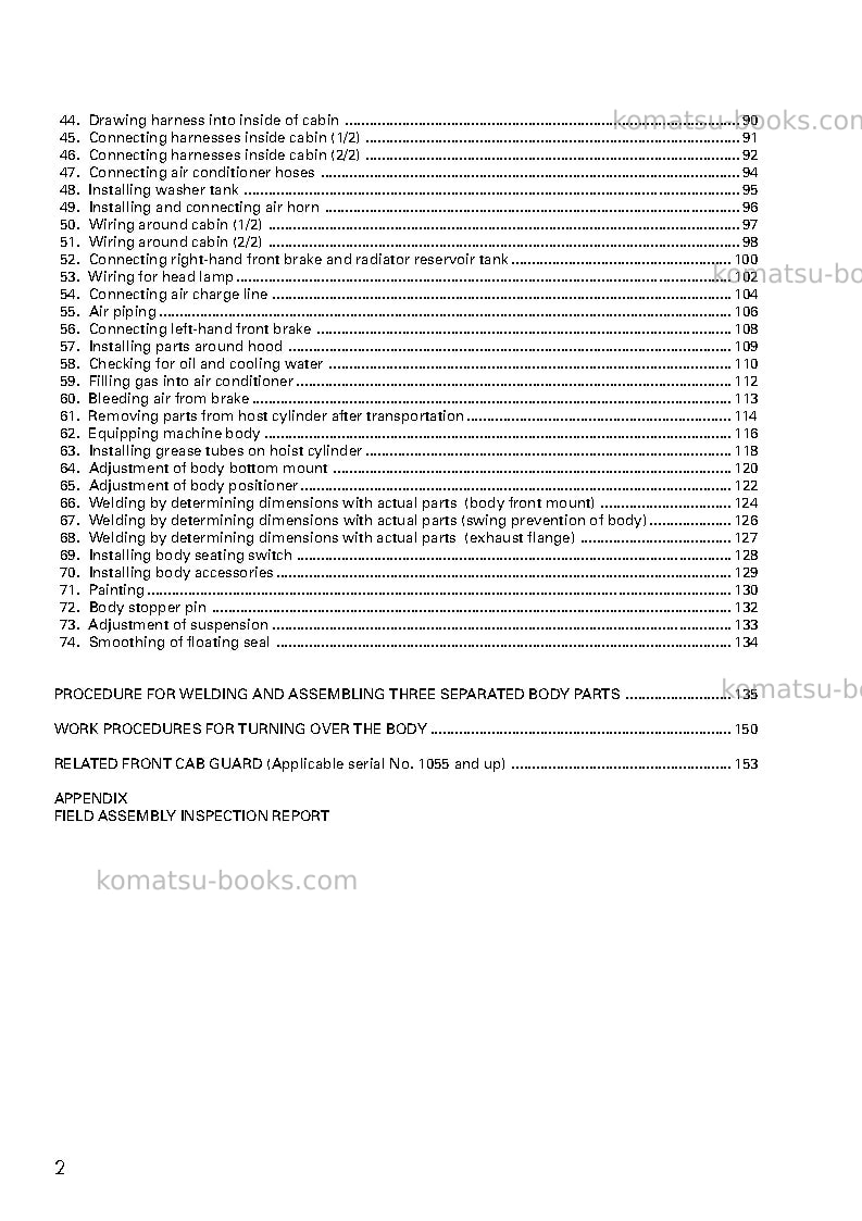 Komatsu hd985-5jpn Field assembly manual cover Page 3