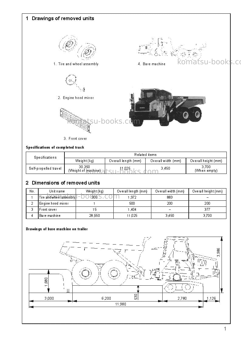 Komatsu hm400-1usa-l Field assembly manual cover Page 3 Komatsu hm400-1usa-l Field assembly manual cover Page 3