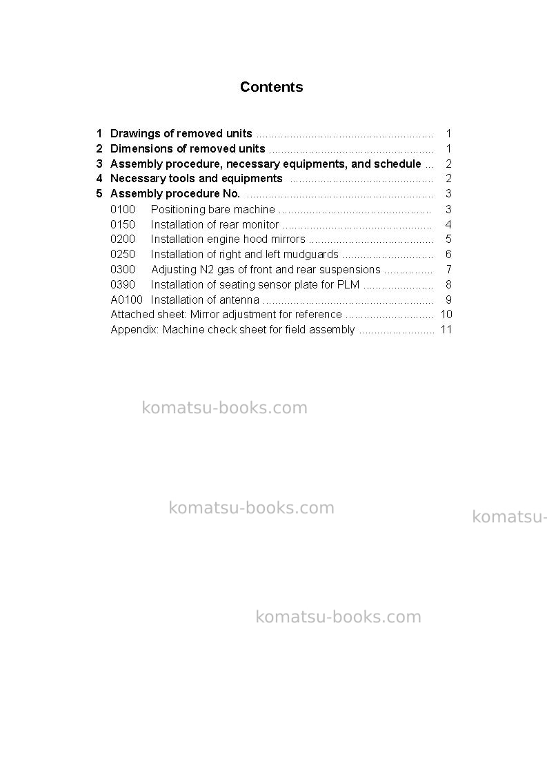 Komatsu hm300-2jpn Field assembly manual cover Page 3 Komatsu hm300-2jpn Field assembly manual cover Page 3