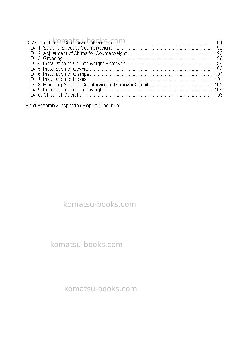 Komatsu pc600-8jpn Field assembly manual cover Page 3 Komatsu pc600-8jpn Field assembly manual cover Page 3