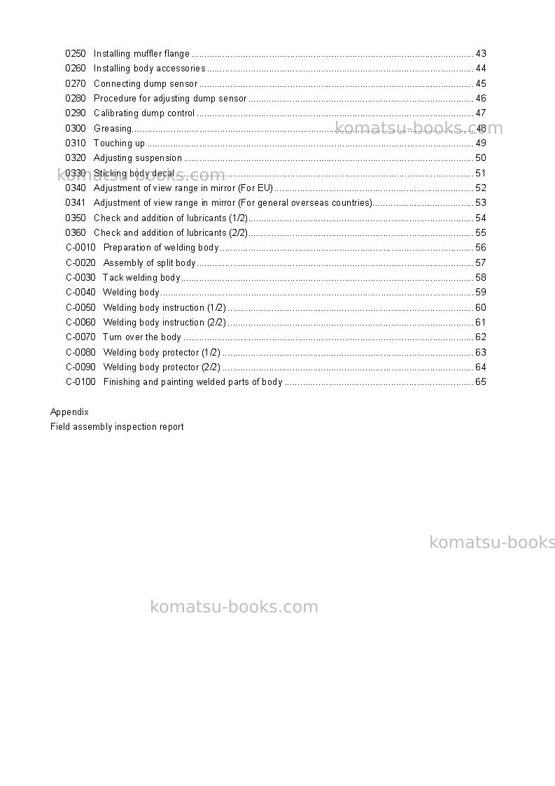 Komatsu hd325-7jpn Field assembly manual cover Page 3 Komatsu hd325-7jpn Field assembly manual cover Page 3