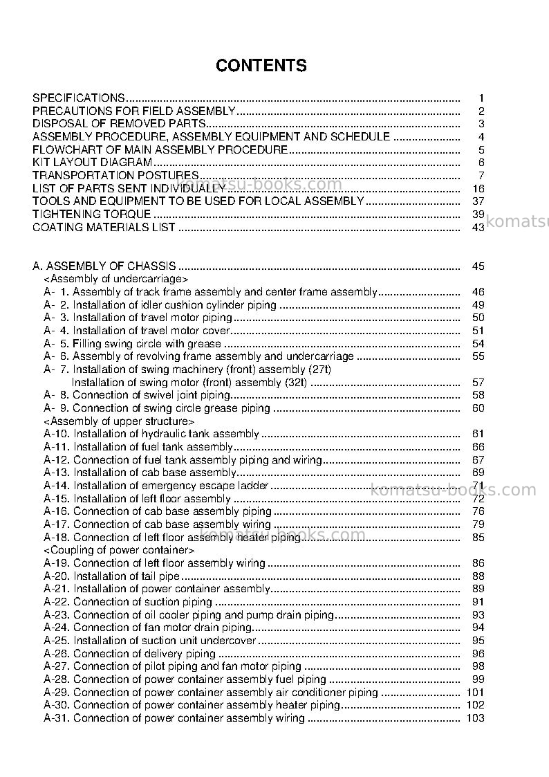 Komatsu pc2000-8jpn--30c degree Field assembly manual cover Page 3 Komatsu pc2000-8jpn--30c degree Field assembly manual cover Page 3