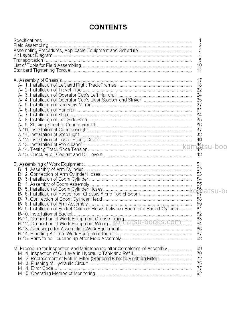 Komatsu pc600-8jpn-r Field assembly manual cover Page 3 Komatsu pc600-8jpn-r Field assembly manual cover Page 3