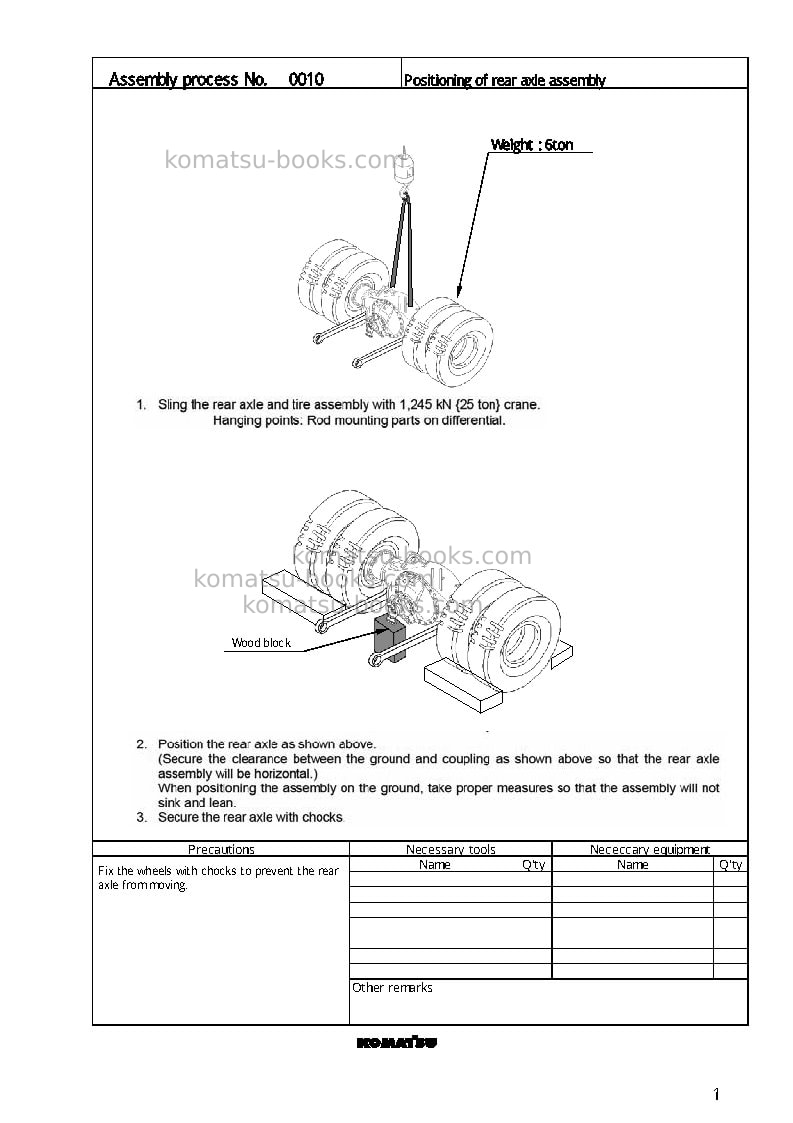 Komatsu hd325-6jpn Field assembly manual cover Page 3