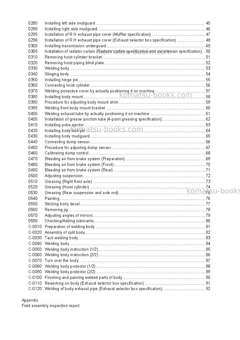 Komatsu hd605-7jpn-r Field assembly manual cover Page 3