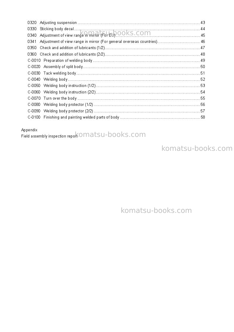 Komatsu hd325-7jpn-r Field assembly manual cover Page 3
