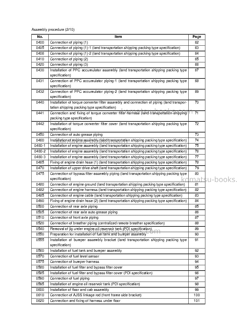 Komatsu wa1200-6jpn Field assembly manual cover Page 3 Komatsu wa1200-6jpn Field assembly manual cover Page 3