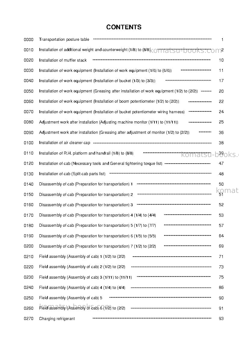 Komatsu wa500-7jpn Field assembly manual cover Page 3 Komatsu wa500-7jpn Field assembly manual cover Page 3