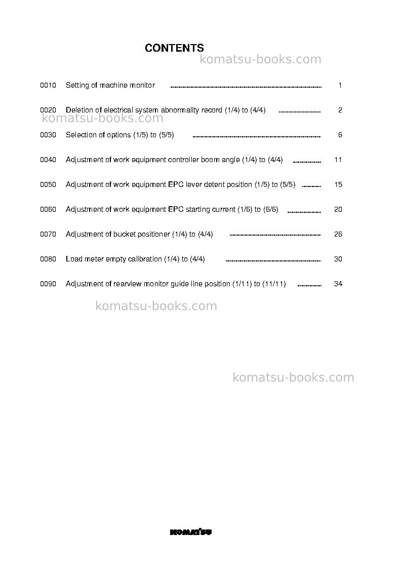 Komatsu wa480-8jpn Field assembly manual cover Page 3 Komatsu wa480-8jpn Field assembly manual cover Page 3