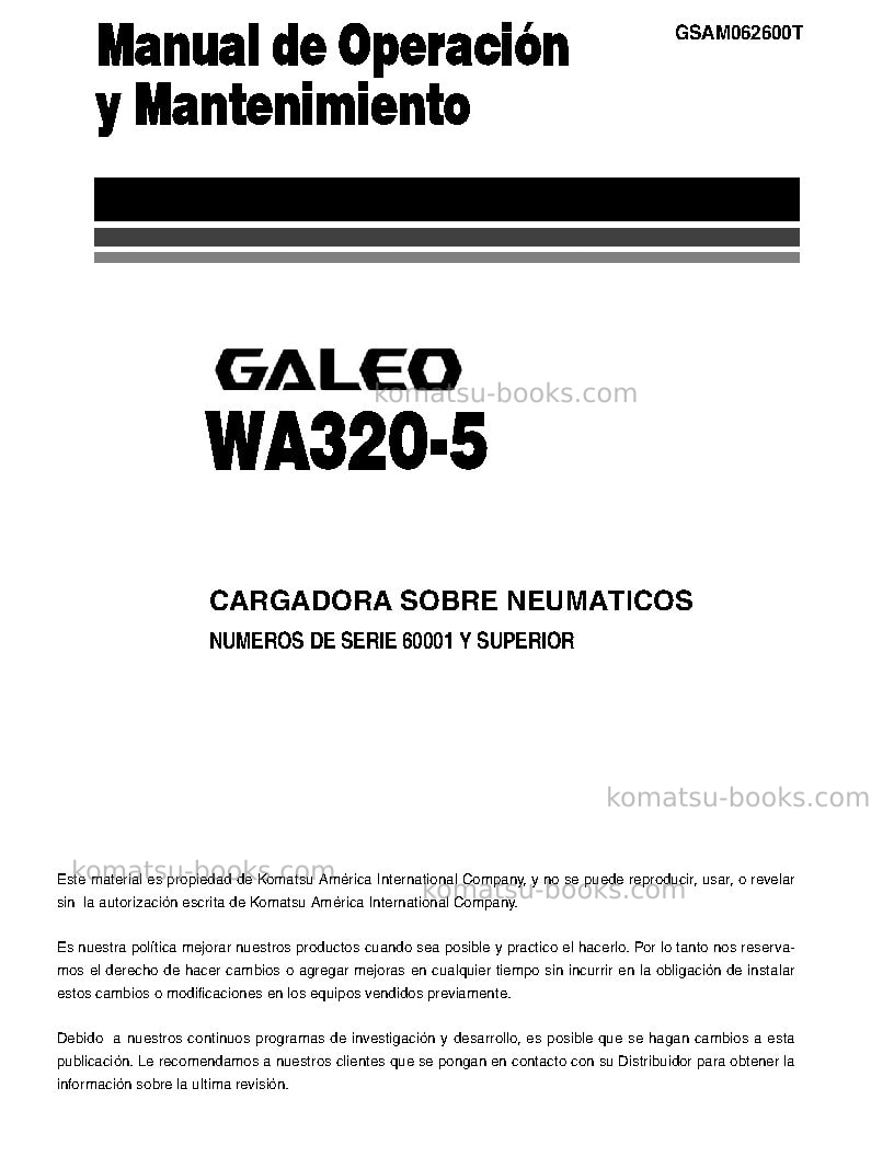 Komatsu wa320-5jpn Manual de operación cover Page 3 Komatsu wa320-5jpn Manual de operación cover Page 3