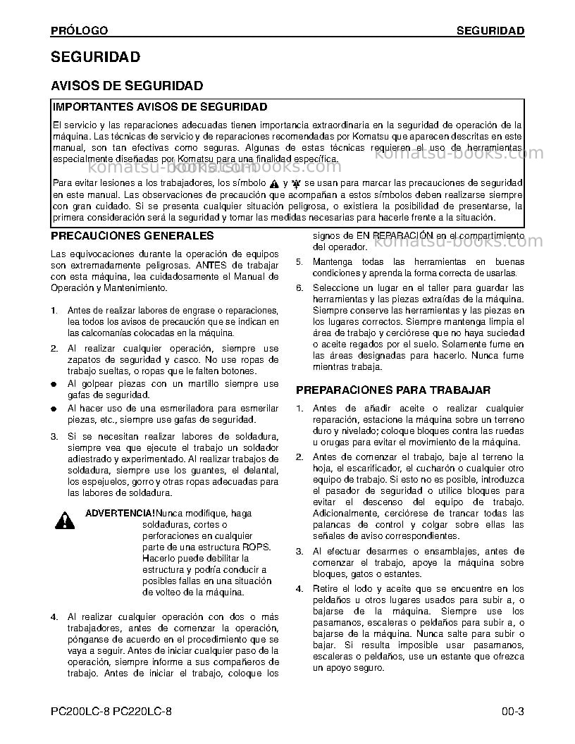 Komatsu pc200lc-8usa Reparación y mantenimiento cover Page 3
