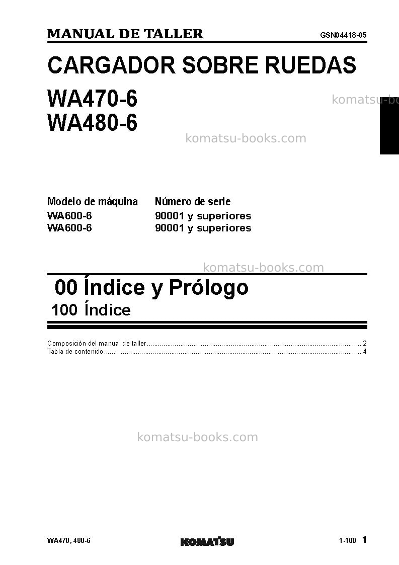 Komatsu wa470-6jpn Reparación y mantenimiento cover Page 3