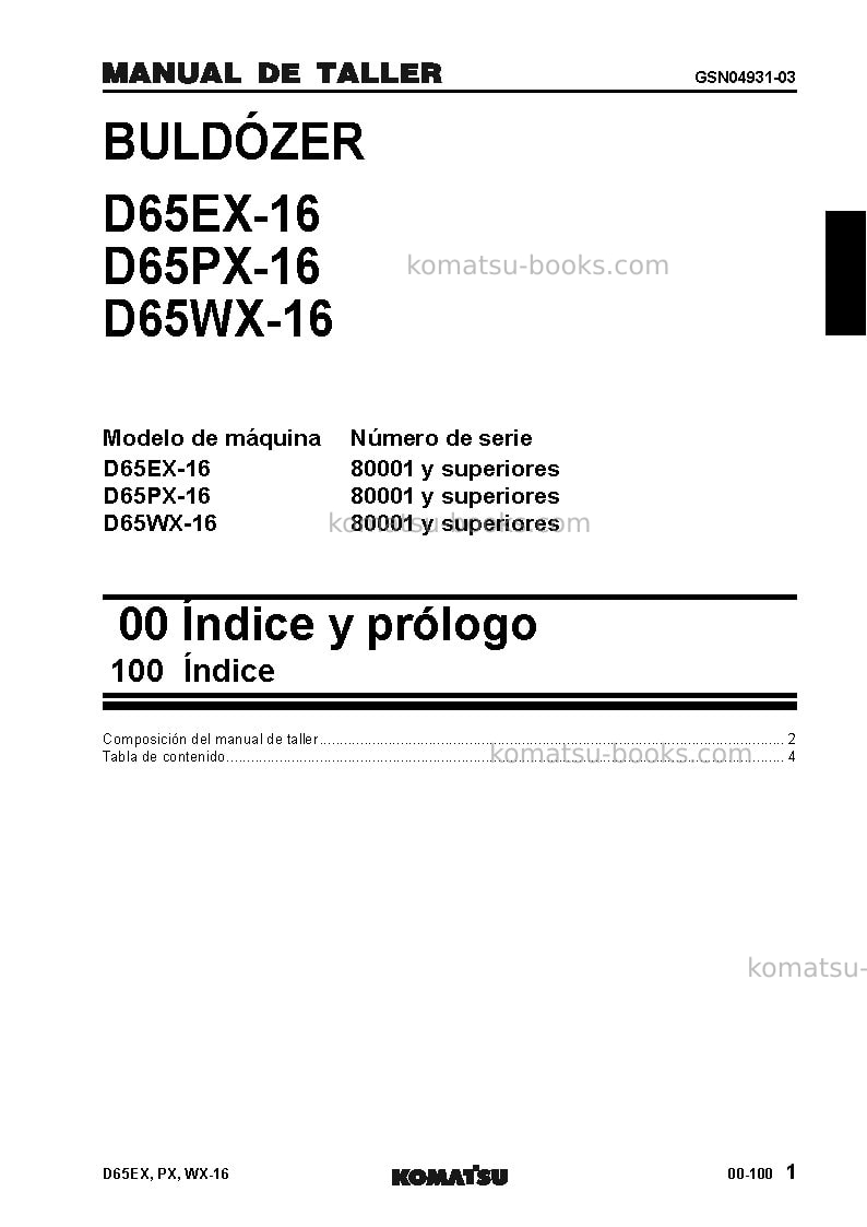 Komatsu d65ex-16jpn Reparación y mantenimiento cover Page 3 Komatsu d65ex-16jpn Reparación y mantenimiento cover Page 3