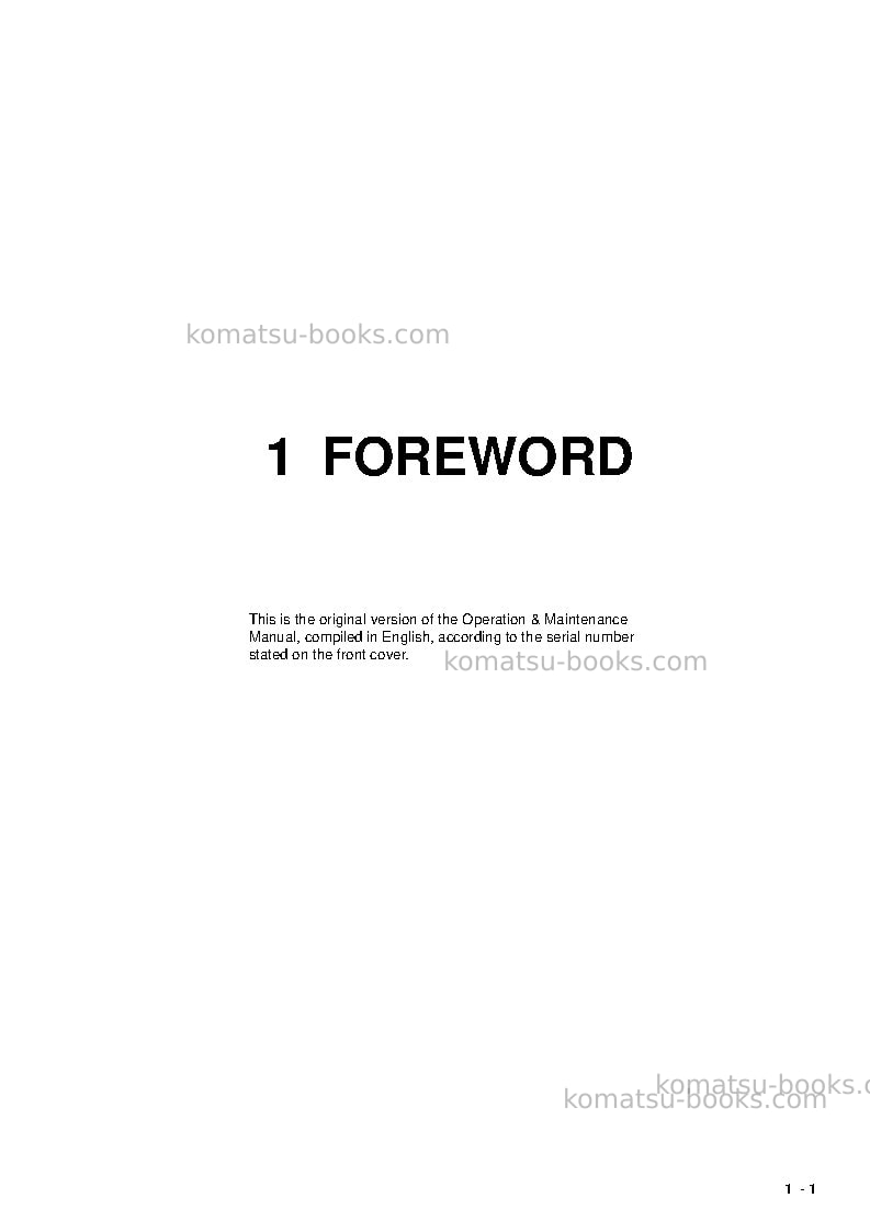 Komatsu pc4000-6deu Operation manual cover Page 3 Komatsu pc4000-6deu Operation manual cover Page 3