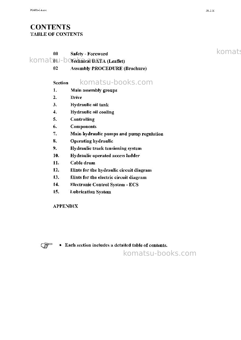 Komatsu pc3000-1deu-electric motor Repair & maintenance cover Page 3