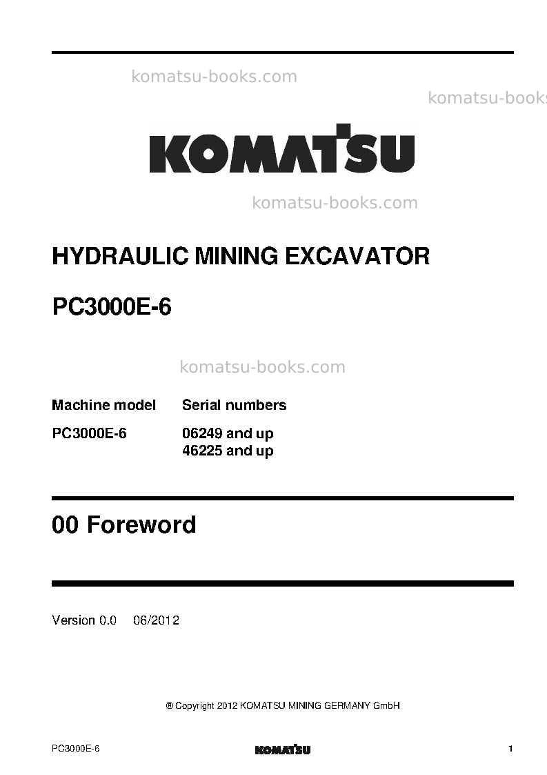 Komatsu pc3000e-6deu Repair & maintenance cover Page 3 Komatsu pc3000e-6deu Repair & maintenance cover Page 3