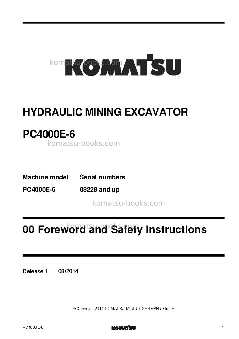 Komatsu pc4000e-6deu Repair & maintenance cover Page 3