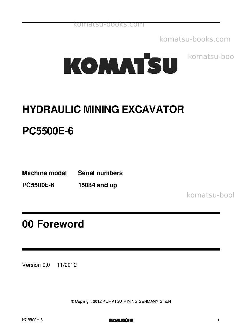 Komatsu pc5500e-6deu Repair & maintenance cover Page 3 Komatsu pc5500e-6deu Repair & maintenance cover Page 3