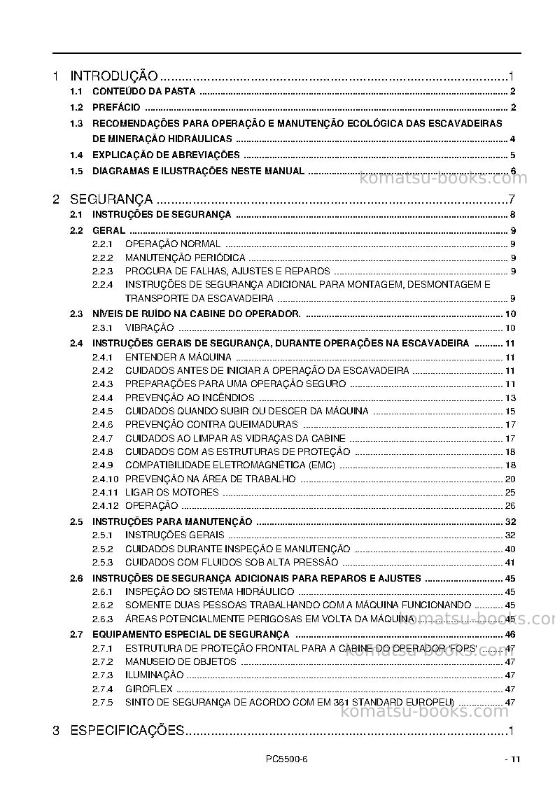 Komatsu pc5500-6deu-diesel Reparo e manutenção capa Página 3