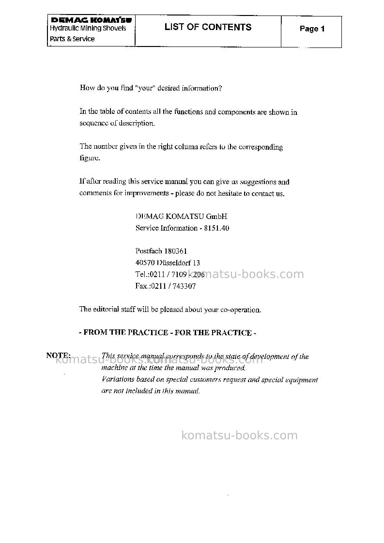 Komatsu h285sdeu Repair & maintenance cover Page 3 Komatsu h285sdeu Repair & maintenance cover Page 3