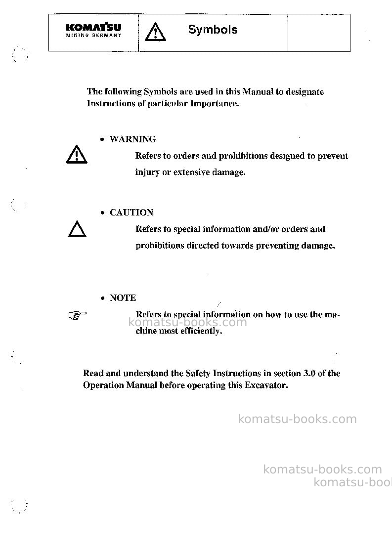 Komatsu h285sdeu Operation manual cover Page 3