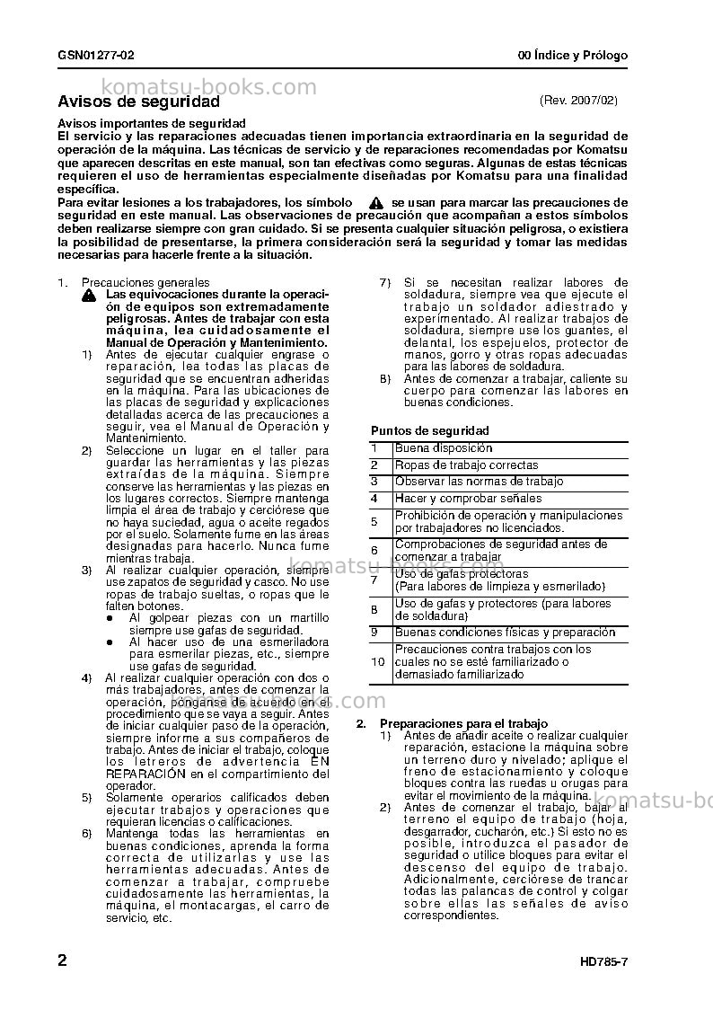 Komatsu hd785-7jpn Reparación y mantenimiento cover Page 3