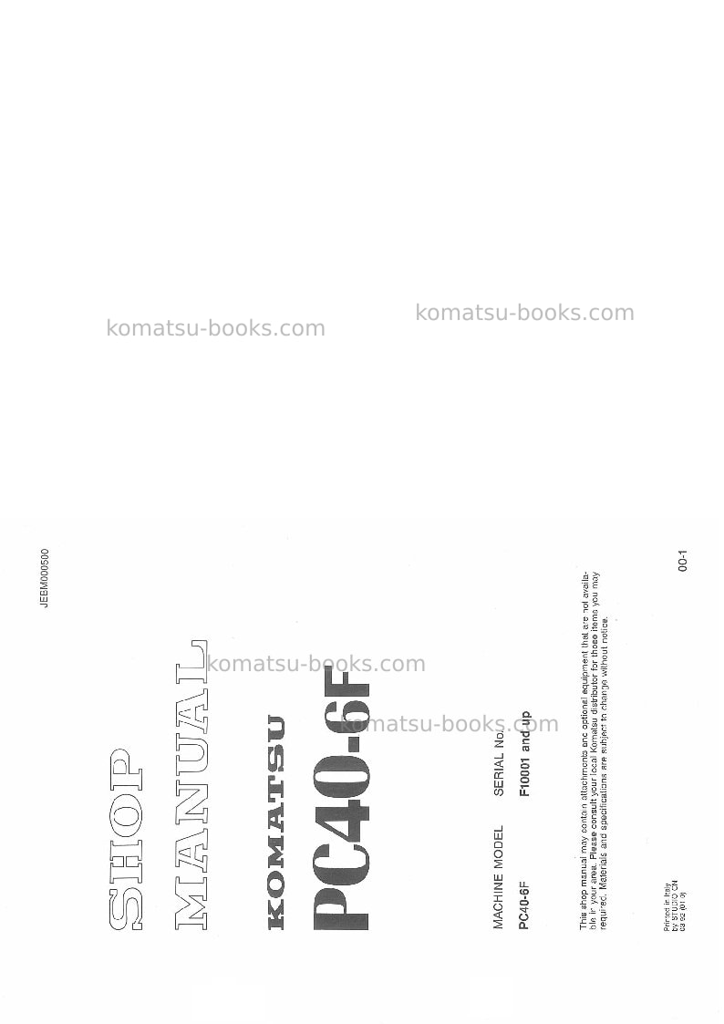 Komatsu pc40-6ita Repair & maintenance cover Page 3