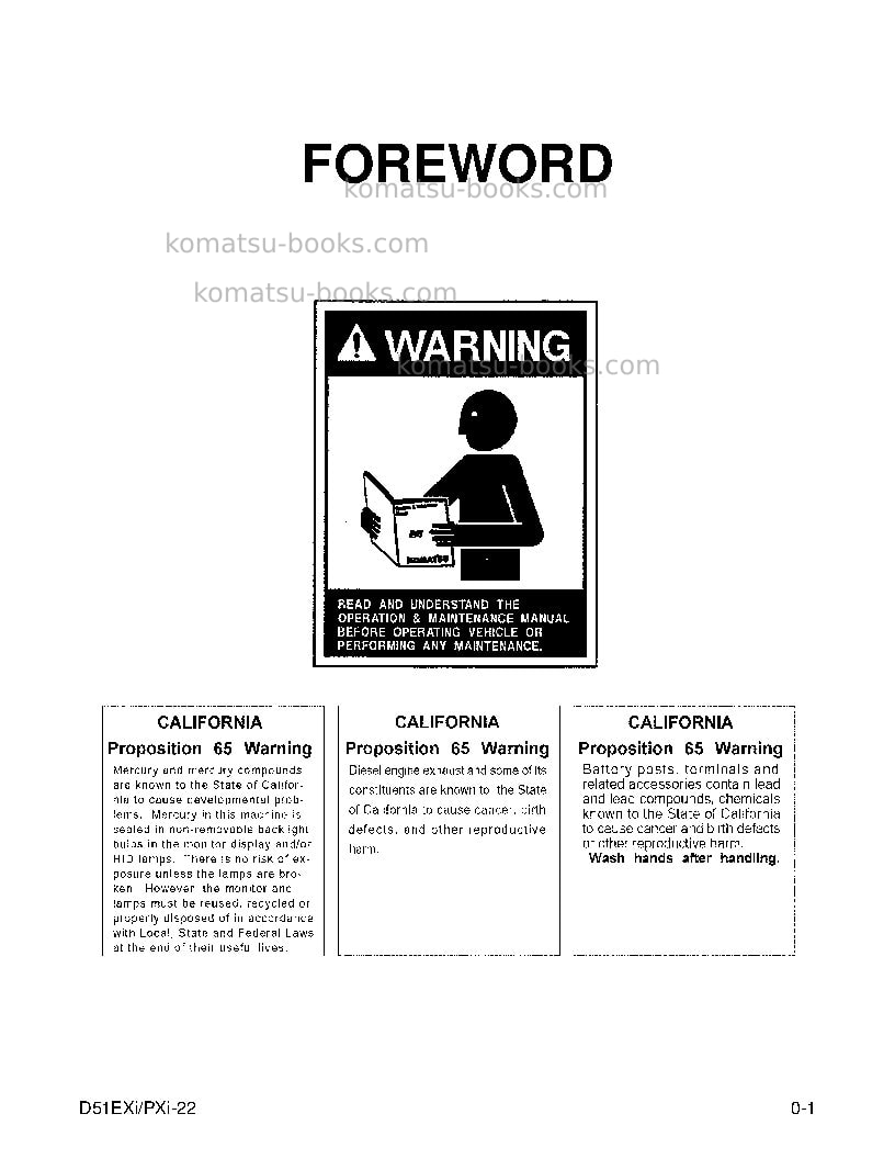 Komatsu d51pxi-22bra Operation manual cover Page 3 Komatsu d51pxi-22bra Operation manual cover Page 3