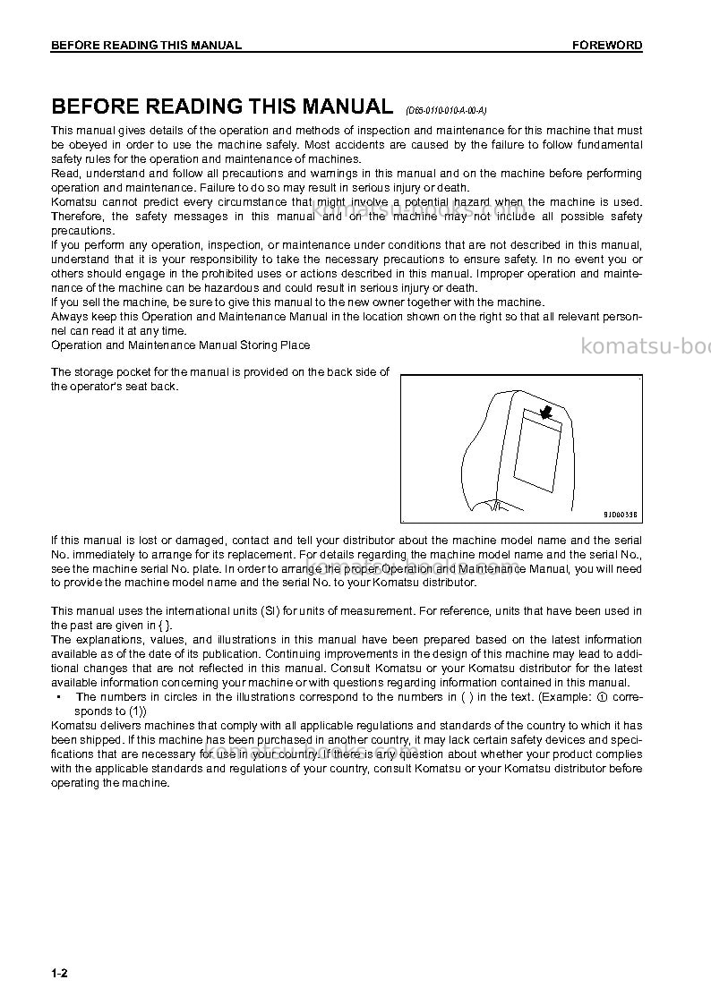 Komatsu d61ex-23bra-m0 Operation manual cover Page 3