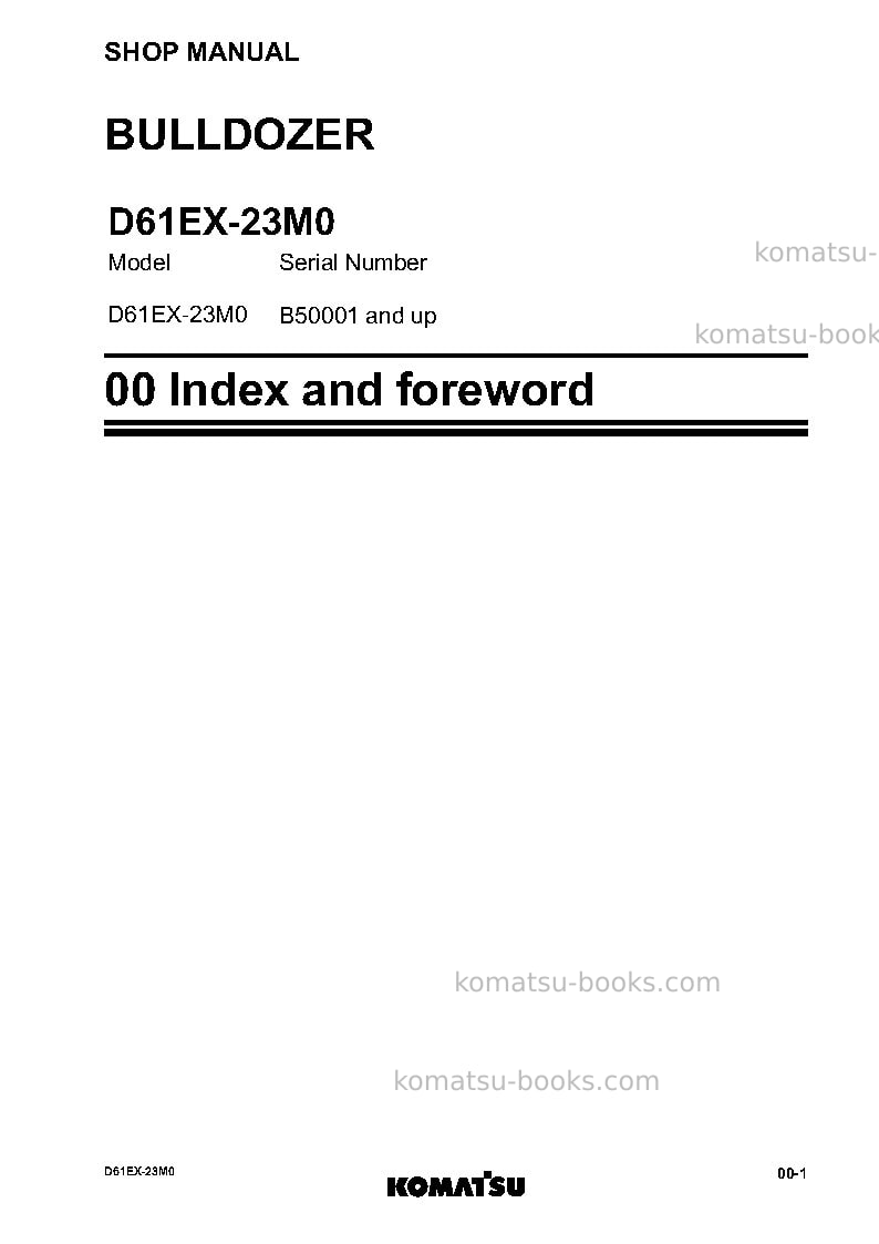 Komatsu d61ex-23bra-m0 Repair & maintenance cover Page 3 Komatsu d61ex-23bra-m0 Repair & maintenance cover Page 3