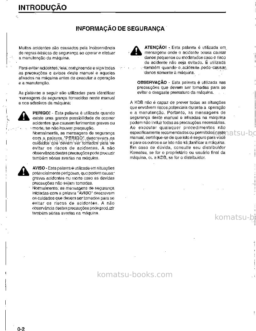 Komatsu wa180-1bra-b Manual de operação capa Página 3 Komatsu wa180-1bra-b Manual de operação capa Página 3