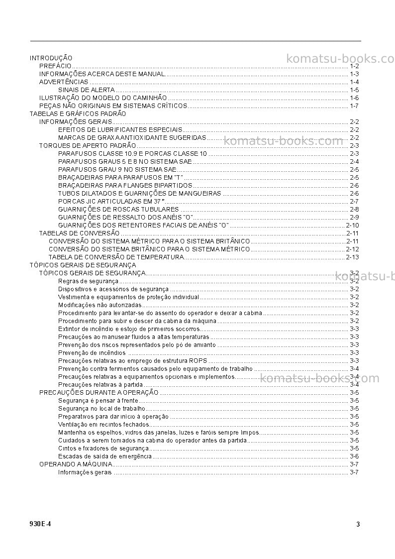 Komatsu 930e-4usa Manual de operação capa Página 3 Komatsu 930e-4usa Manual de operação capa Página 3