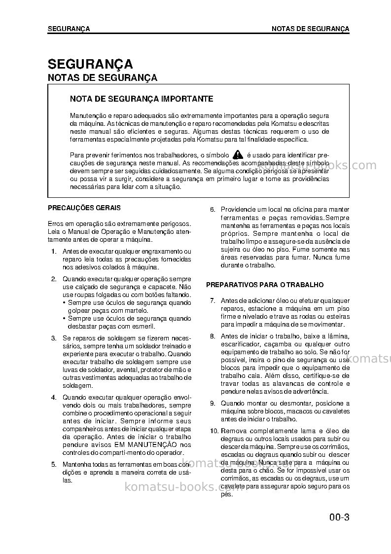 Komatsu pc200-6bra Reparo e manutenção capa Página 3 Komatsu pc200-6bra Reparo e manutenção capa Página 3