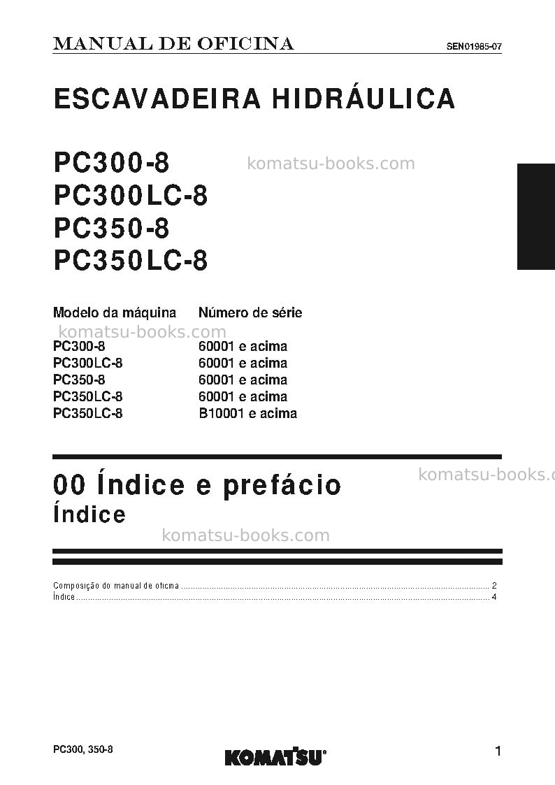 Komatsu pc300-8jpn Reparo e manutenção capa Página 3 Komatsu pc300-8jpn Reparo e manutenção capa Página 3