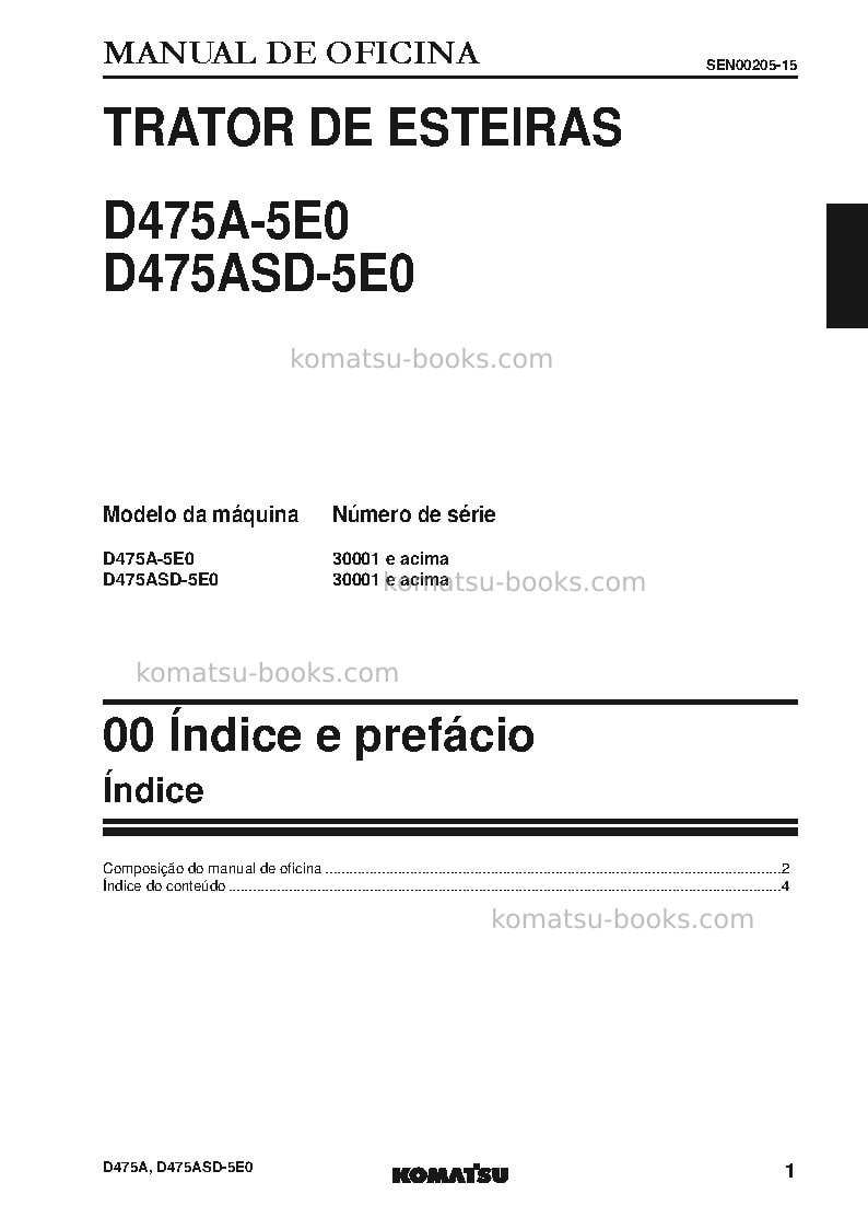 Komatsu d475asd-5jpn-e0, super dozer Reparo e manutenção capa Página 3