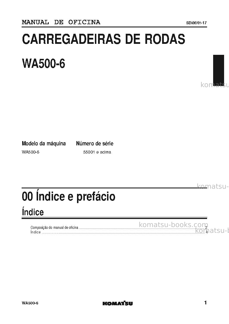 Komatsu wa500-6jpn Reparo e manutenção capa Página 3 Komatsu wa500-6jpn Reparo e manutenção capa Página 3