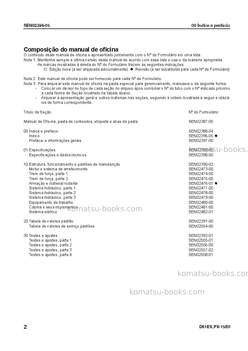 Komatsu d61ex-15bra-e0 Reparo e manutenção capa Página 3 Komatsu d61ex-15bra-e0 Reparo e manutenção capa Página 3