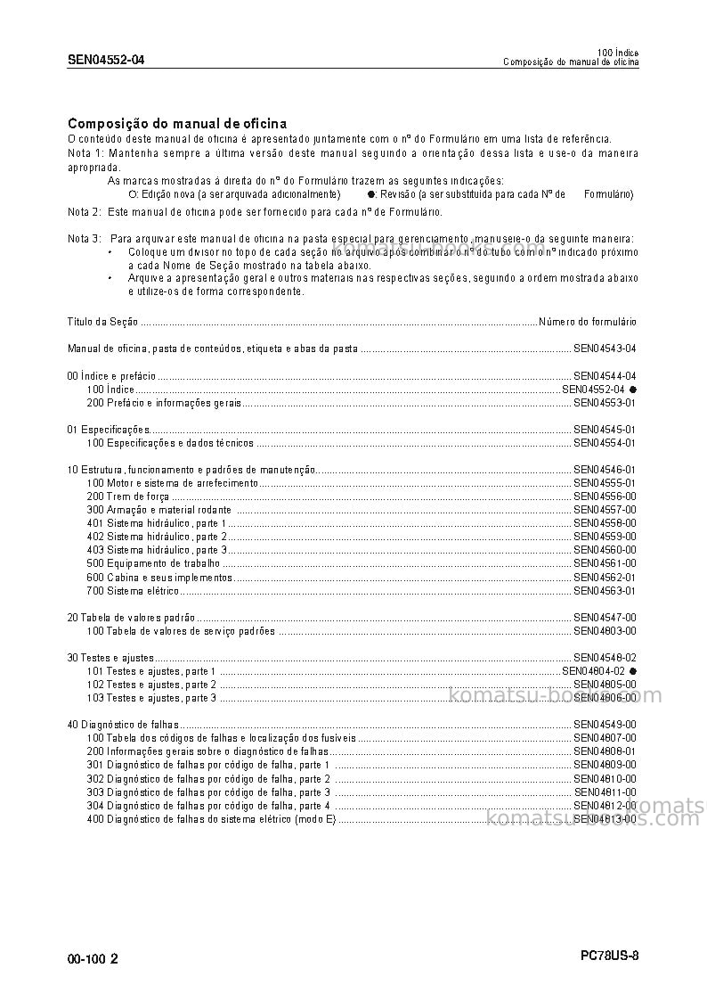 Komatsu pc78us-8jpn Reparo e manutenção capa Página 3 Komatsu pc78us-8jpn Reparo e manutenção capa Página 3