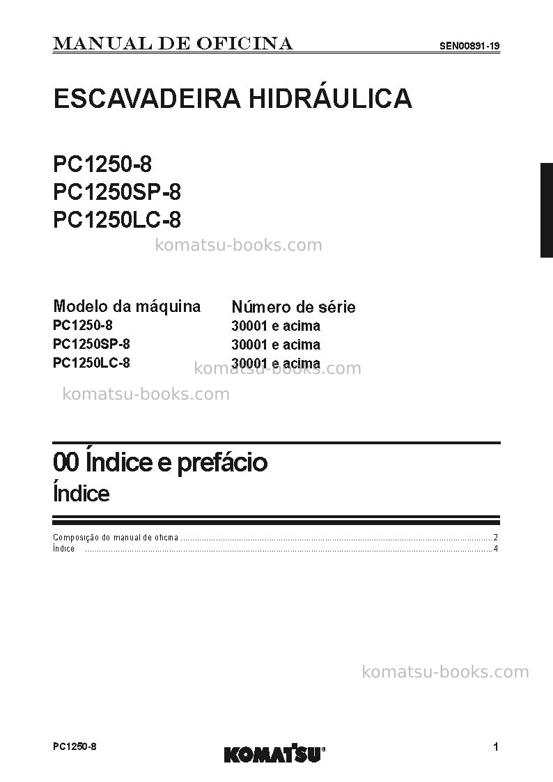 Komatsu pc1250lc-8jpn Reparo e manutenção capa Página 3