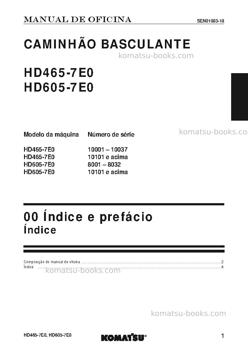 Komatsu hd465-7jpn-e0 Reparo e manutenção capa Página 3 Komatsu hd465-7jpn-e0 Reparo e manutenção capa Página 3