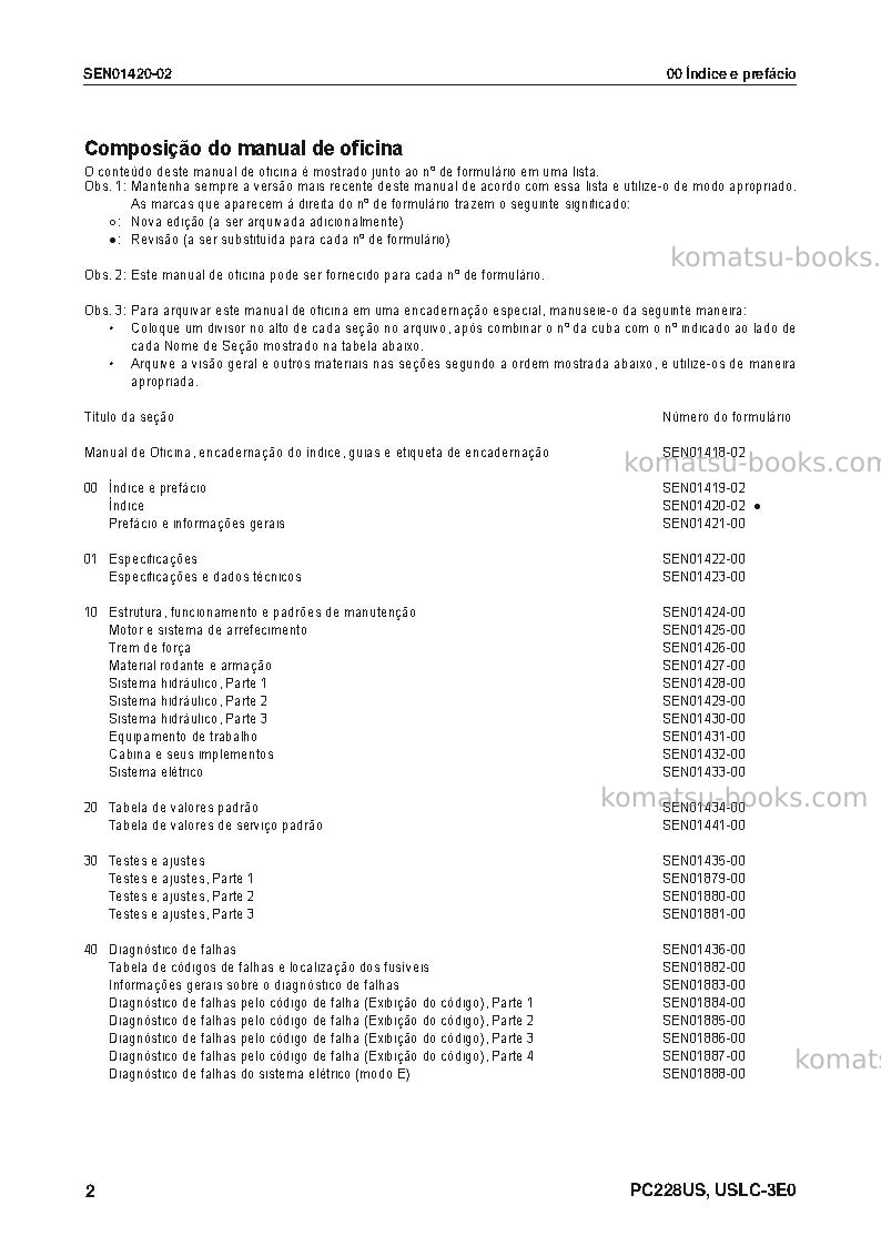 Komatsu pc228uslc-3jpn-e0 Reparo e manutenção capa Página 3 Komatsu pc228uslc-3jpn-e0 Reparo e manutenção capa Página 3