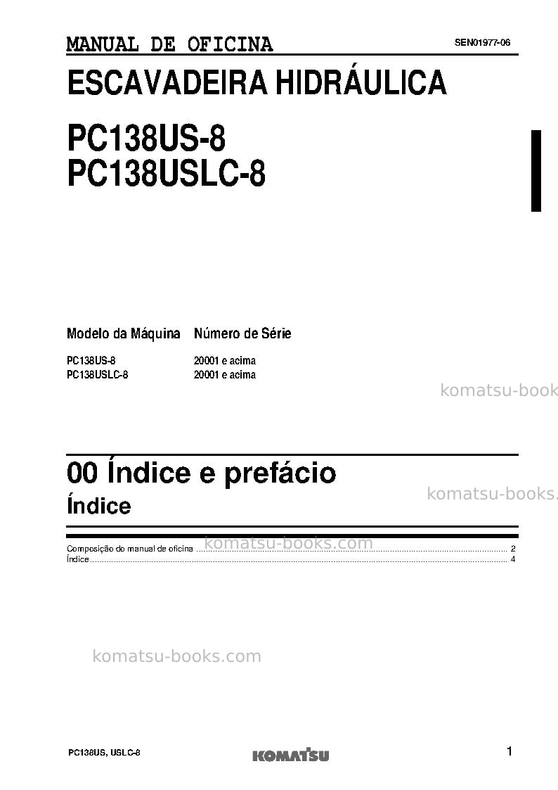 Komatsu pc138us-8jpn Reparo e manutenção capa Página 3