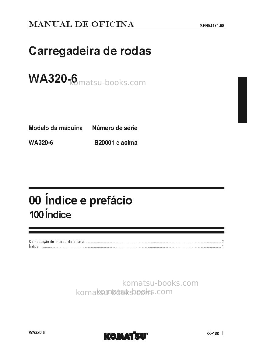 Komatsu wa320-6bra Reparo e manutenção capa Página 3