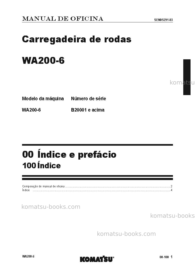 Komatsu wa200-6bra Reparo e manutenção capa Página 3