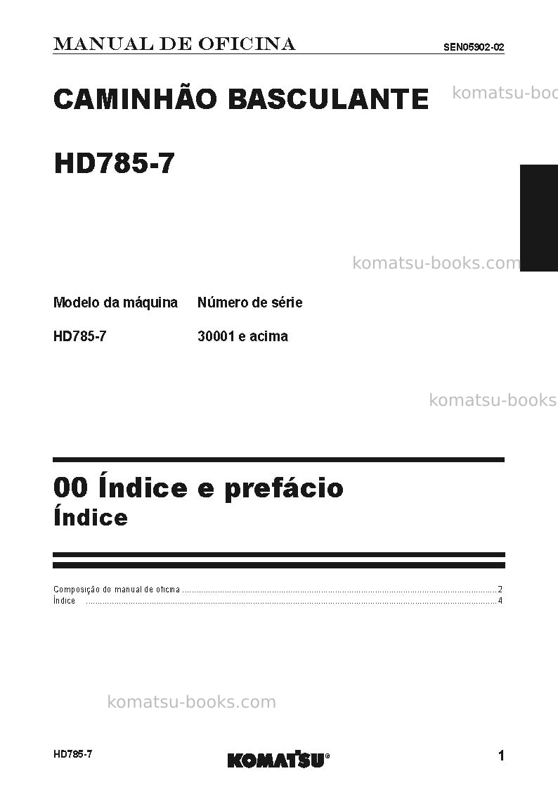 Komatsu hd785-7jpn Reparo e manutenção capa Página 3