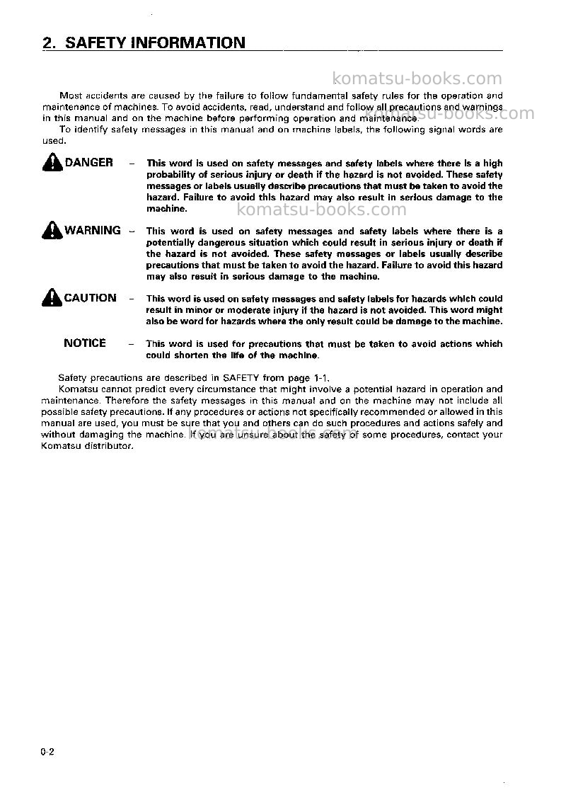 Komatsu d85ess-2idn Operation manual cover Page 3 Komatsu d85ess-2idn Operation manual cover Page 3